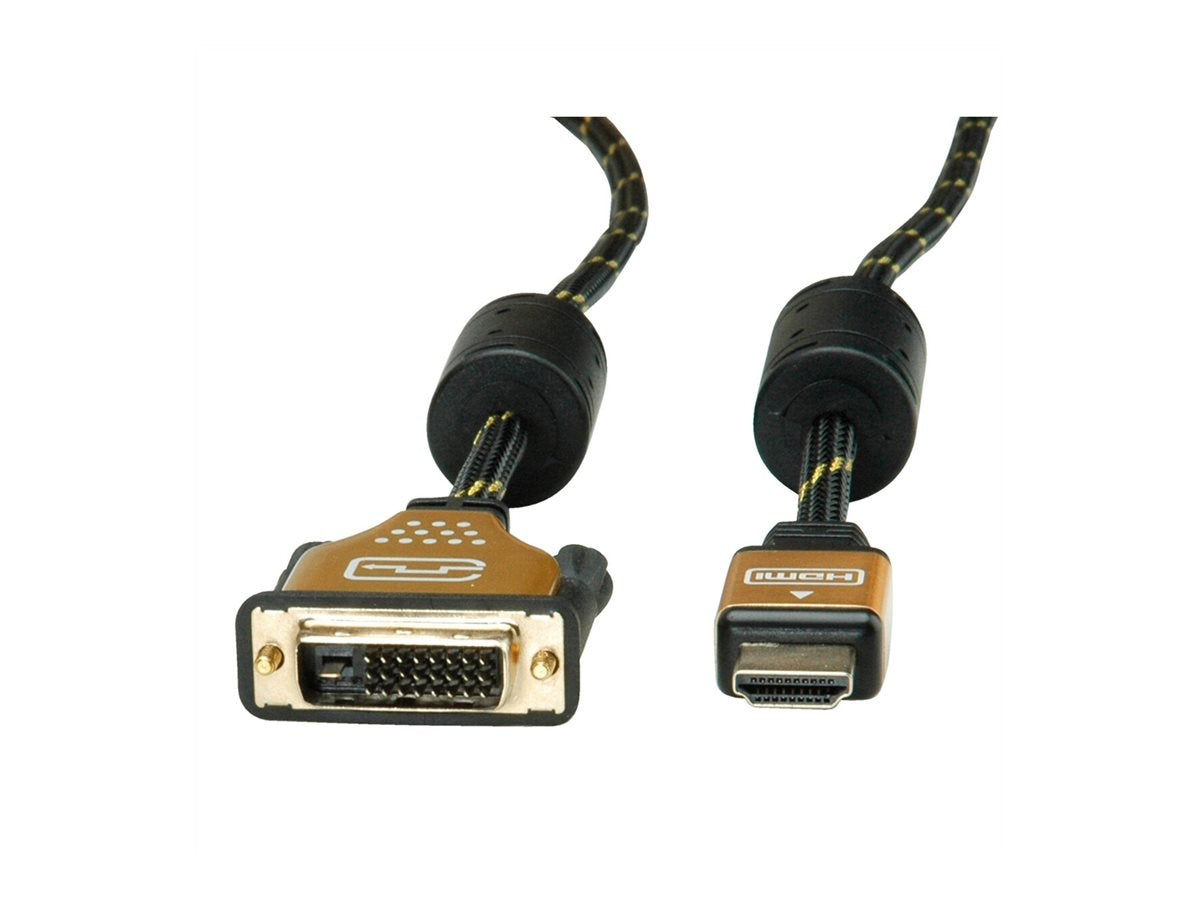 ROLINE GOLD Monitorkabel DVI-HDMI ST-ST 24+1 dual link 3m Anschlussansicht