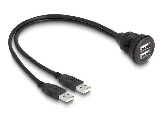 DELOCK USB 2.0 Kabel 2 x USB Typ-A Stecker zu 2 x USB Typ-A Buchse zum Einbau 1m schwarz - Vorderansicht