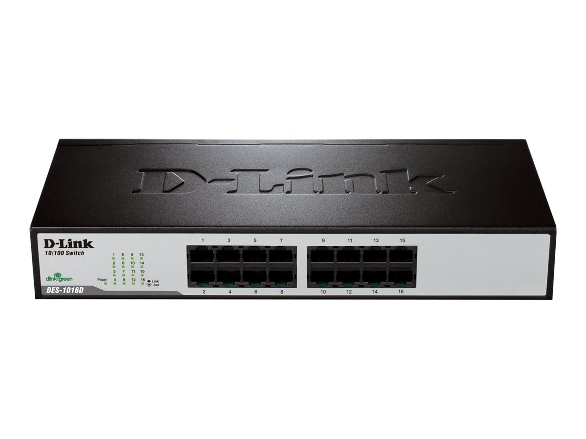 D-LINK DES-1016D 16-Port Fast Ethernet unmanaged Switch Vorderansicht