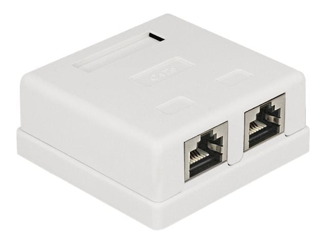 DELOCK Netzwerk Dose 2xRJ45 LSA werkzeugfrei Cat.6 Vorderansicht