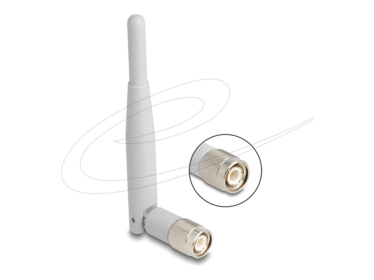 DELOCK WiFi 7 Antenne TNC Stecker 2 - 3 dBi 13,5cm omnidirektional mit Kippgelenk grau - Vorderansicht