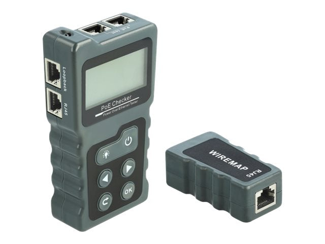 DELOCK LCD Kabeltester RJ45 / PoE / DC Vorderansicht