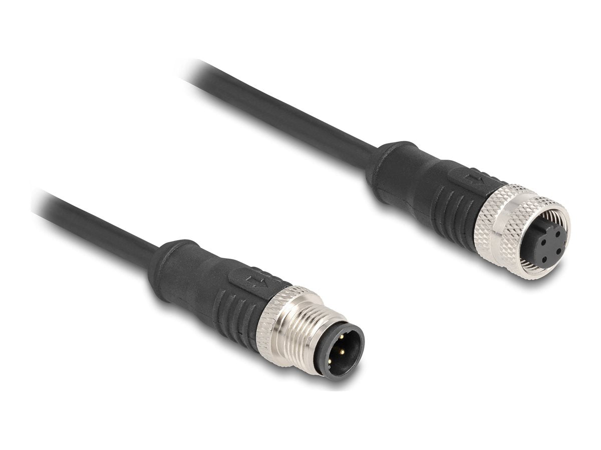 DELOCK M12 Kabel D-kodiert 4 Pin Stecker zu Buchse PVC 5m - Vorderansicht