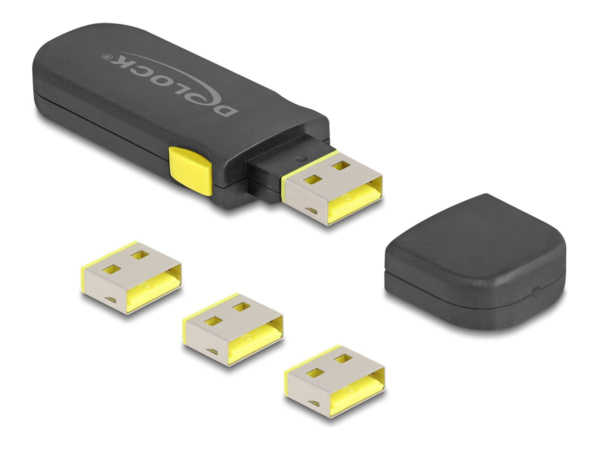 DELOCK USB Port Blocker Set fur USB Typ-A Buchse 4 Stuck + Verschlusswerkzeug