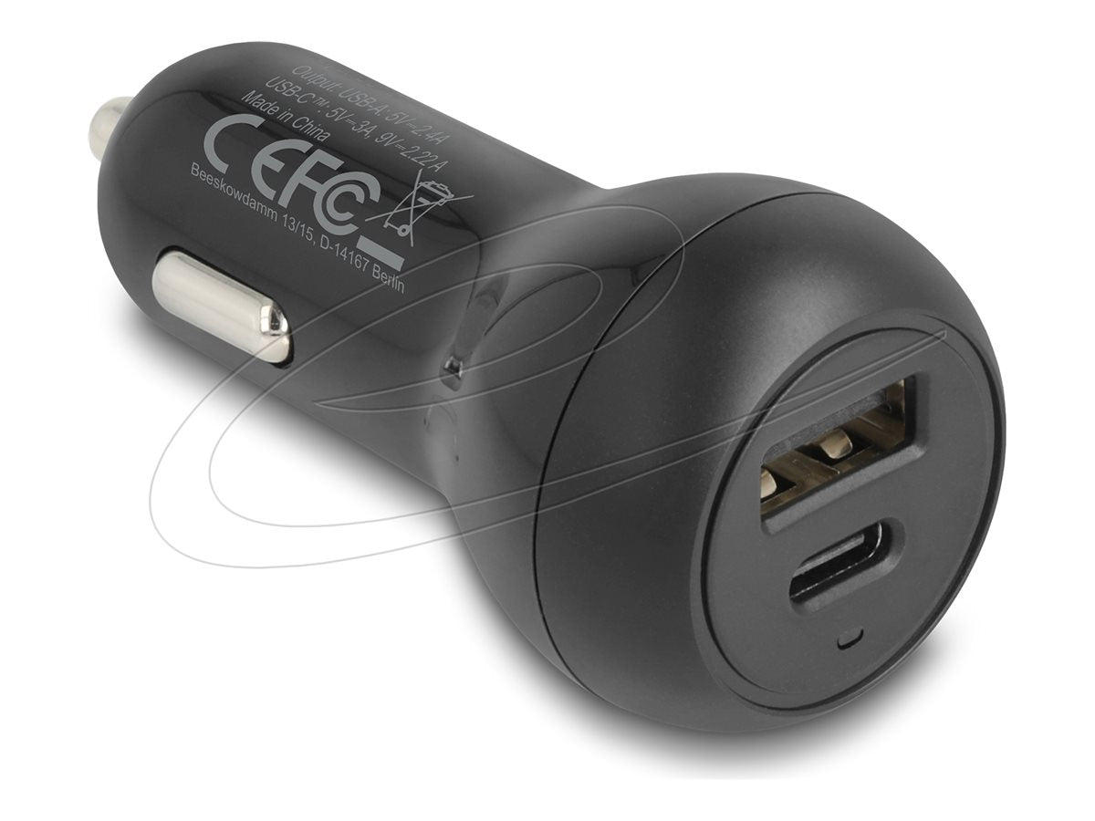 DELOCK Kfz Ladeadapter USB Type-C PD 3.0 und USB Typ-A mit 32 W - Vorderansicht