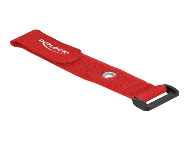 DELOCK Klett-Kabelbinder mit Schlaufe und Befestigungsöse L 190 x B 25mm rot 5 Stück