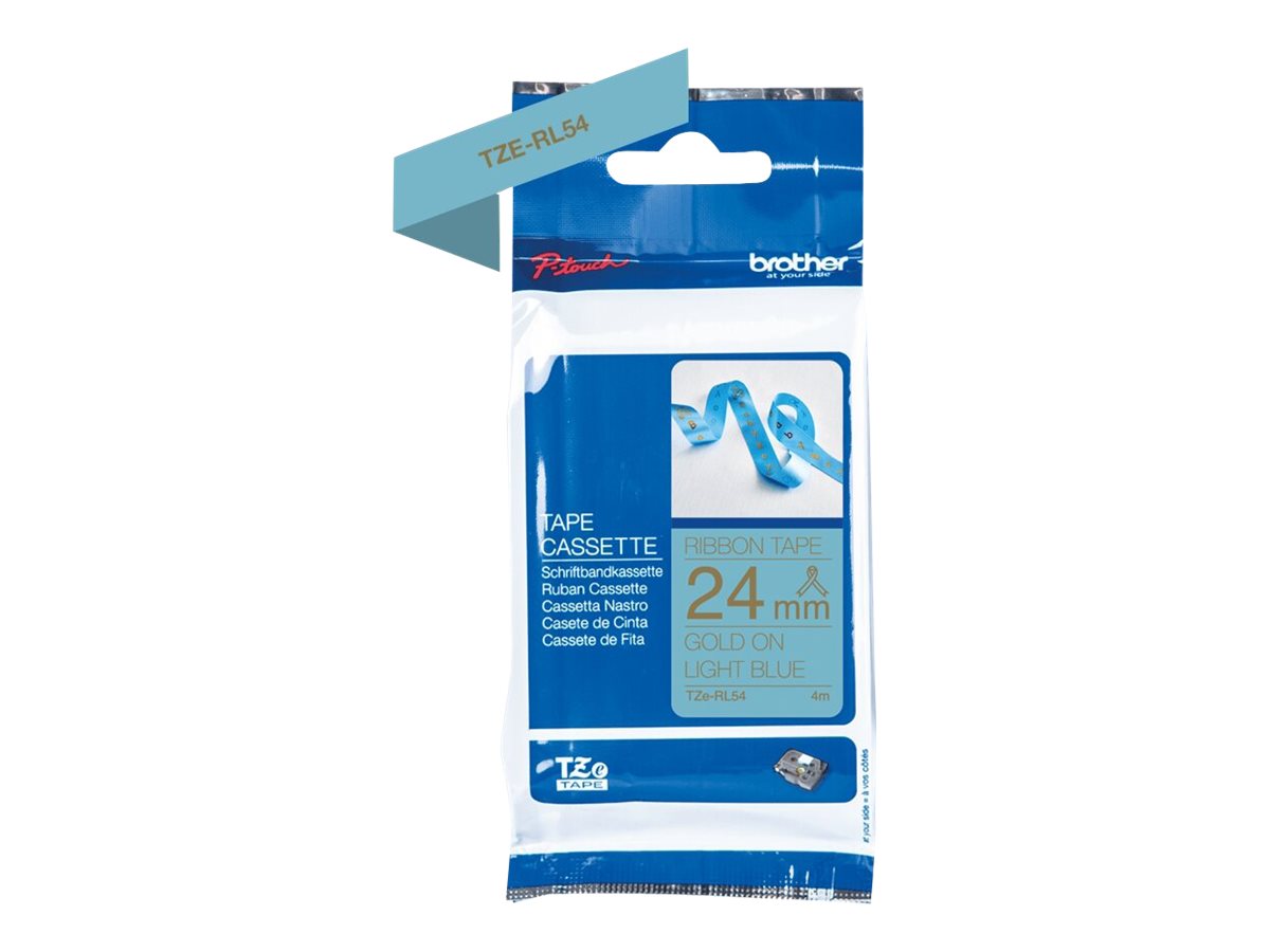 BROTHER P-Touch 24mm light blue/gold ribbon tape Verpackung