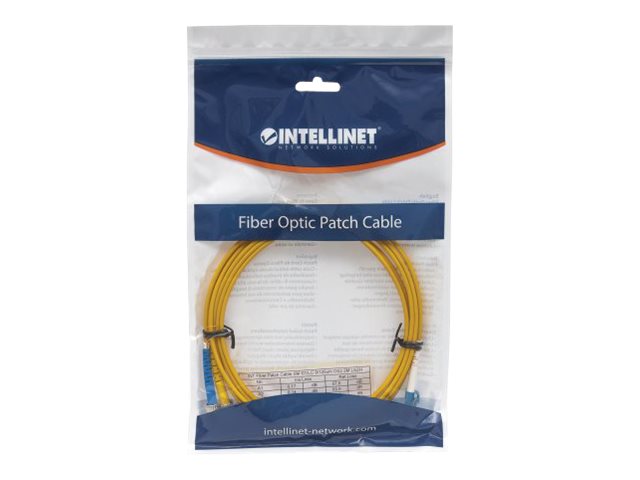 INTELLINET LWL Kabel LC/ST OS2 2m gelb 9/125um Duplex Singlemode - Vorderansicht