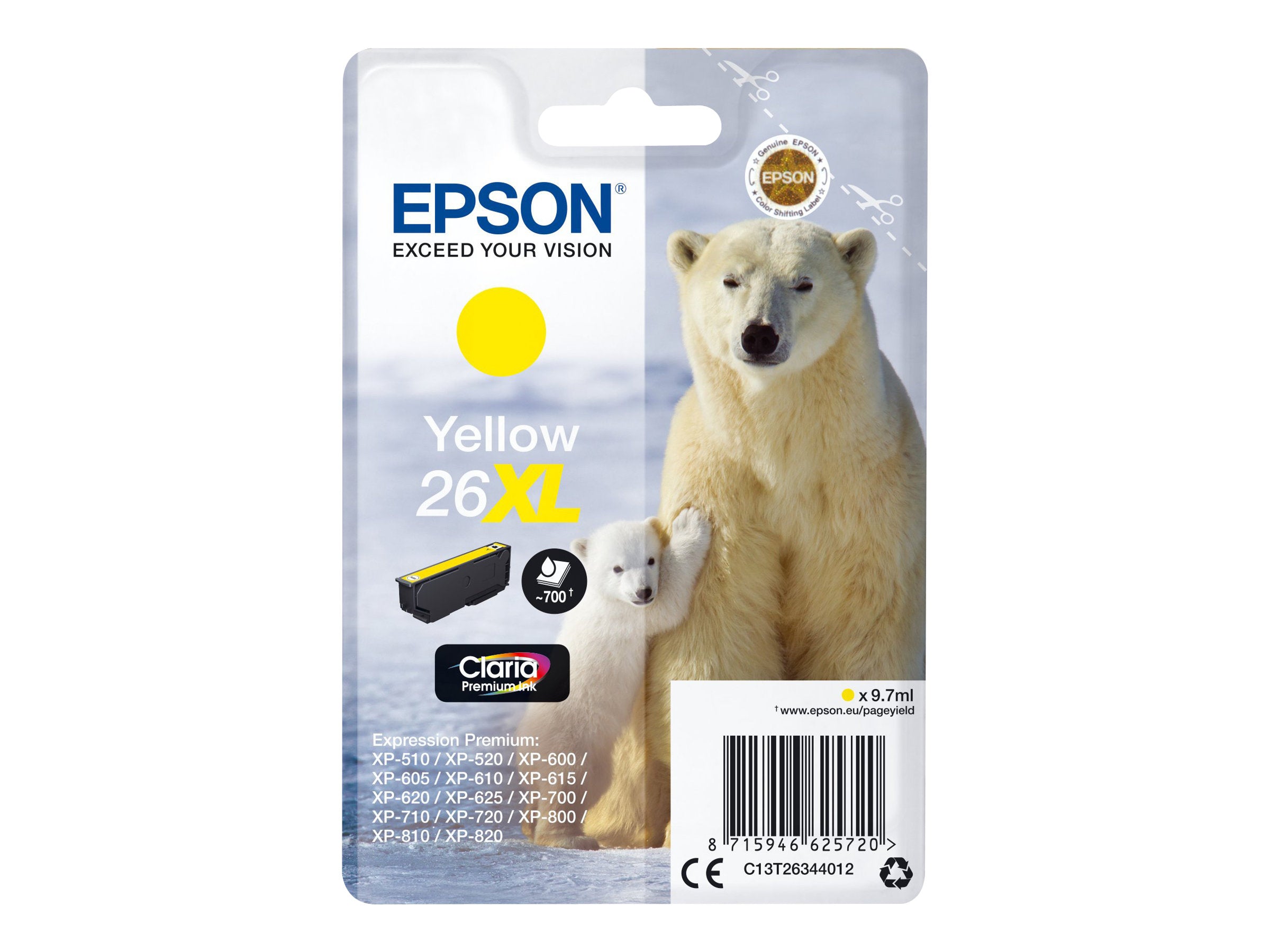 EPSON 3LB 26XL Tintenpatrone Gelb Vorderansicht