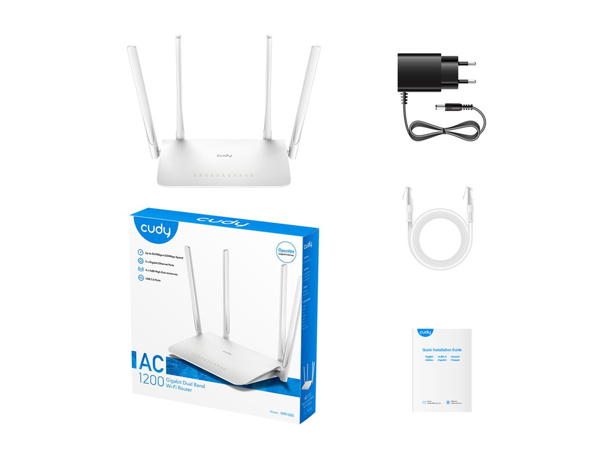 CUDY WR1300 AC1200 Wi-Fi Mesh Router Verpackung