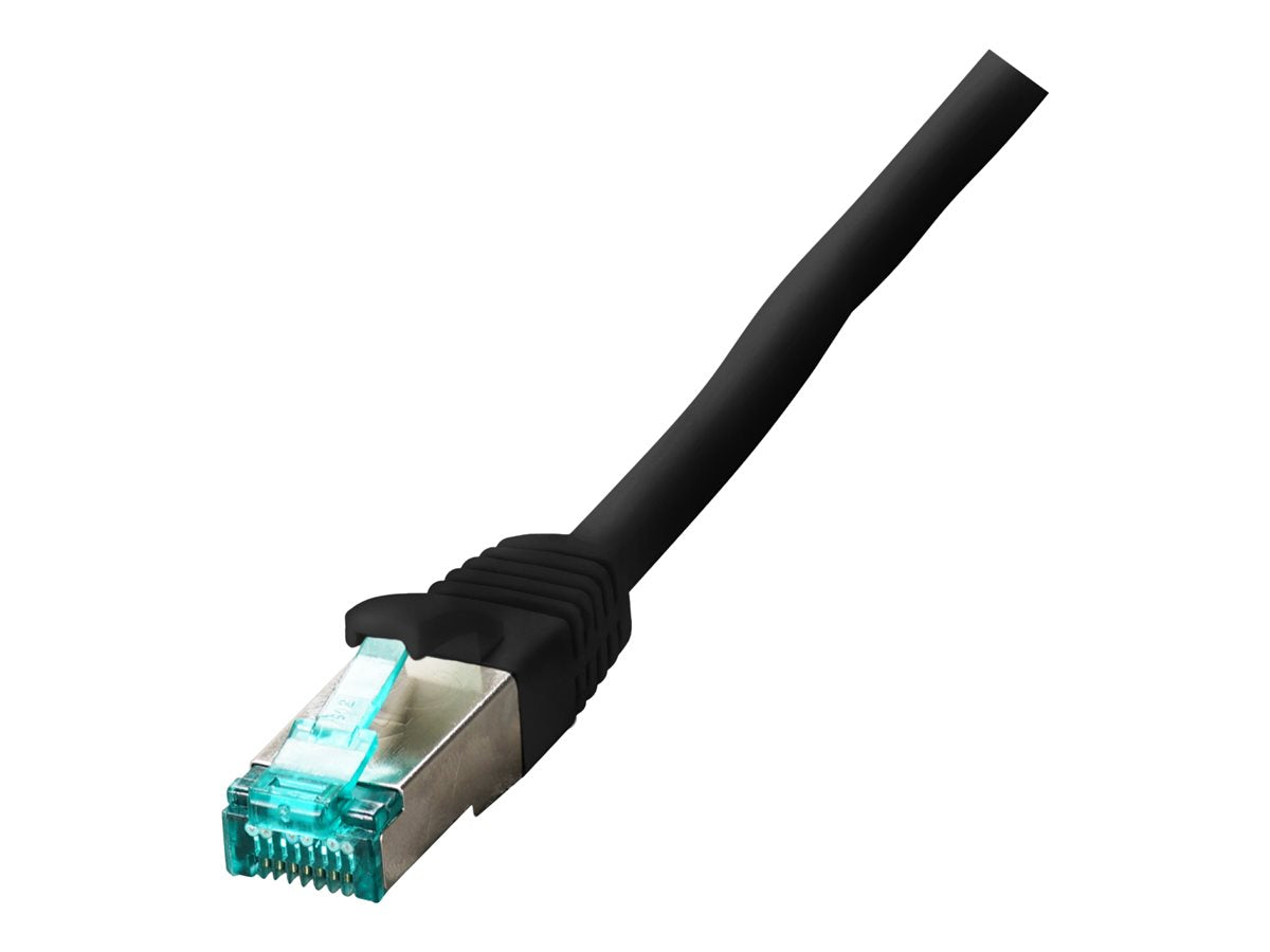EFB RJ45 Patchkabel S/FTP Cat.6A LSZH einseitig 90 Grad gewinkelt 2m schwarz - Vorderansicht