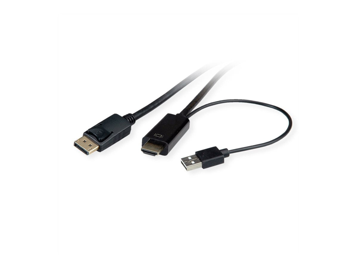 ROLINE HDMI-Kabel UltraHDTV - DisplayPort ST/ST schwarz 3m - Vorderansicht