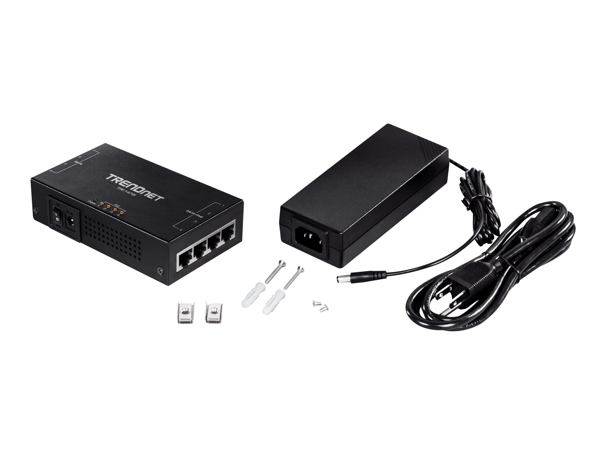 TRENDNET TPE-147GI 65W PoE+ Injektor Rückansicht