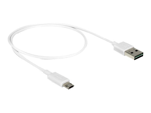 DELOCK Kabel EASY-USB 2.0 Typ-A Stecker > EASY-USB 2.0 Typ Micro-B Stecker weiss 50 cm - Vorderansicht