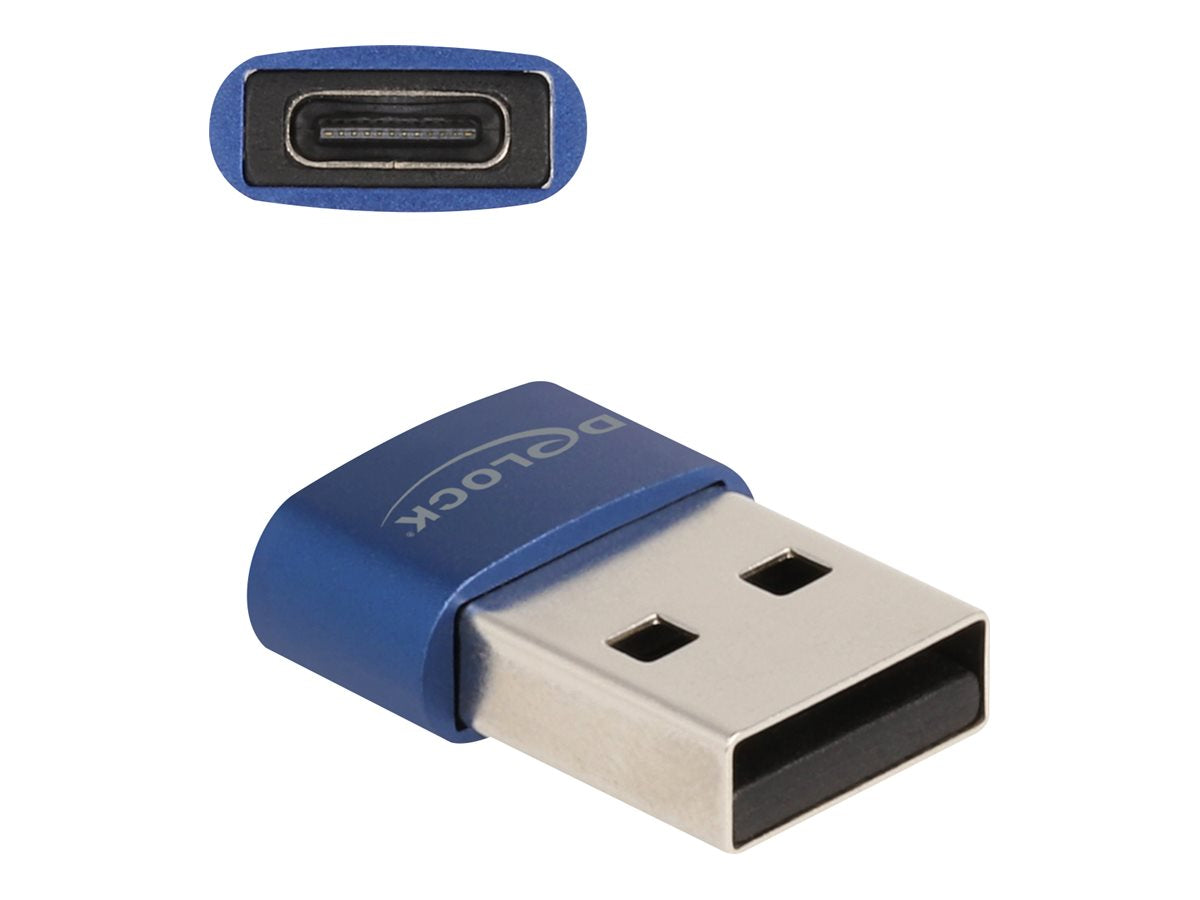 DELOCK USB 2.0 Adapter USB Typ-A Stecker zu USB Type-C Buchse blau - Vorderansicht
