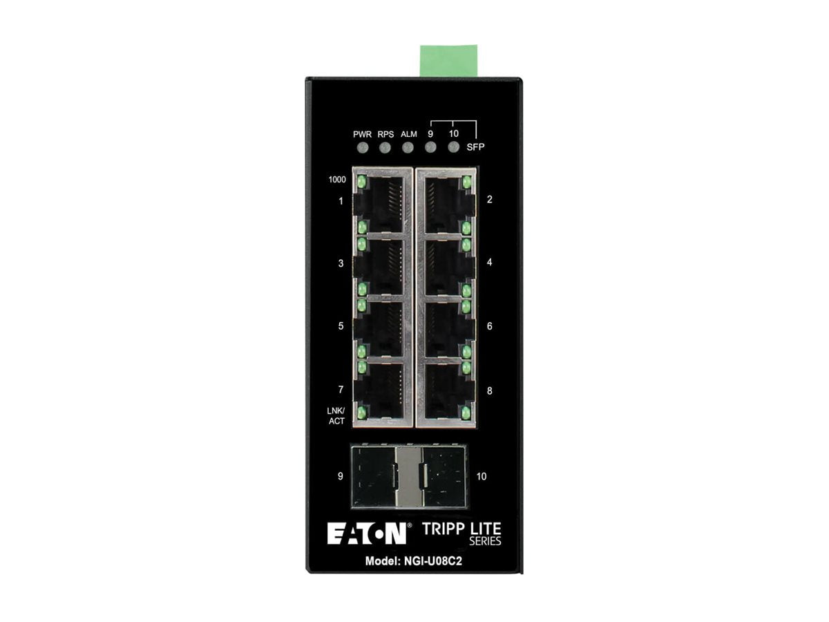 EATON TRIPPLITE 8-Port Unmanaged Industrial Gigabit Ethernet Switch Rückansicht