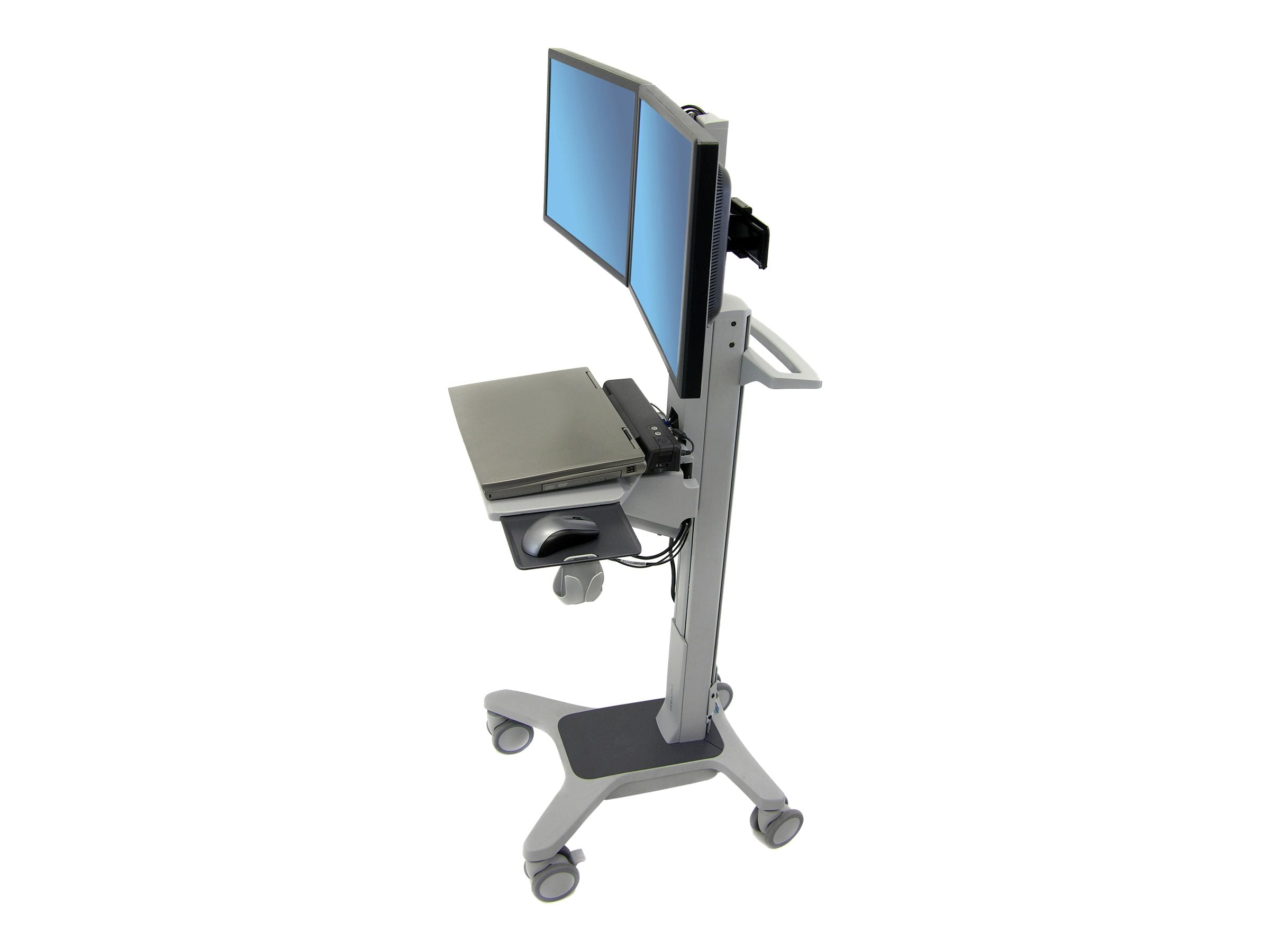 Vorderansicht des ERGOTRON Neo-Flex Dual Wide View WorkSpace Computerwagens