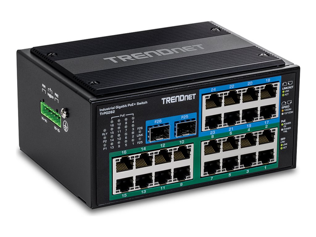 TRENDNET TI-PG262 DIN-Rail Switch Vorderansicht