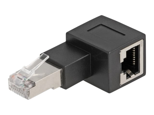 DELOCK RJ45 Stecker zu RJ45 Buchse Adapter Cat.6A 90 nach rechts gewinkelt - Vorderansicht