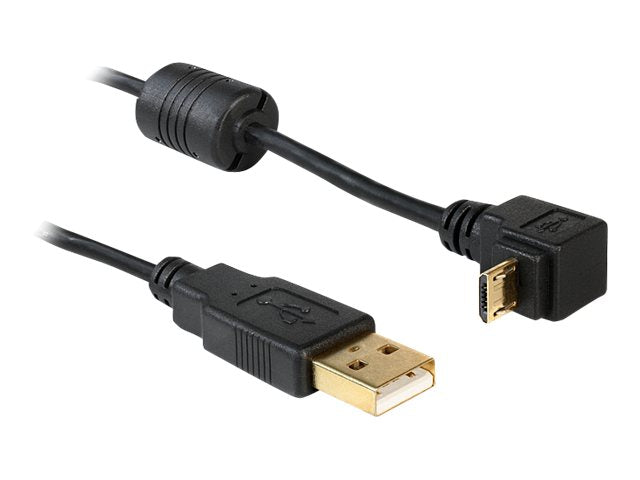 DELOCK Kabel USB 2.0 A Stecker > USB 2.0 Micro B Stecker 90 gewinkelt oben 1,0m - Vorderansicht