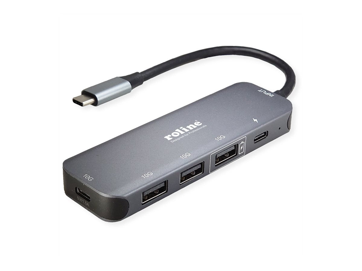 ROLINE USB 3.2 Gen 2 Hub 4fach Typ-C-Anschlusskabel Vorderansicht