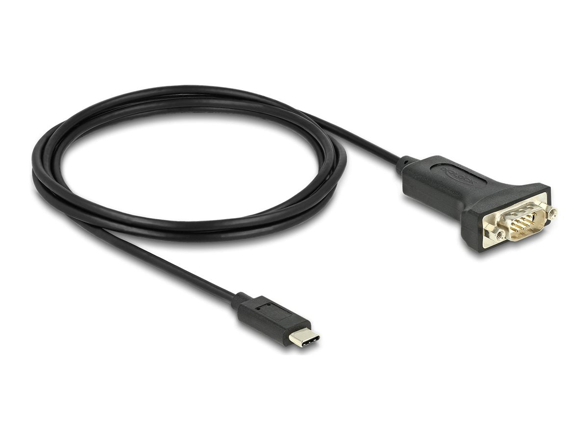 DELOCK Adapter USB Type-C zu 1 x Seriell RS-232 D-Sub 9 Pin Stecker mit Muttern 2m - Vorderansicht