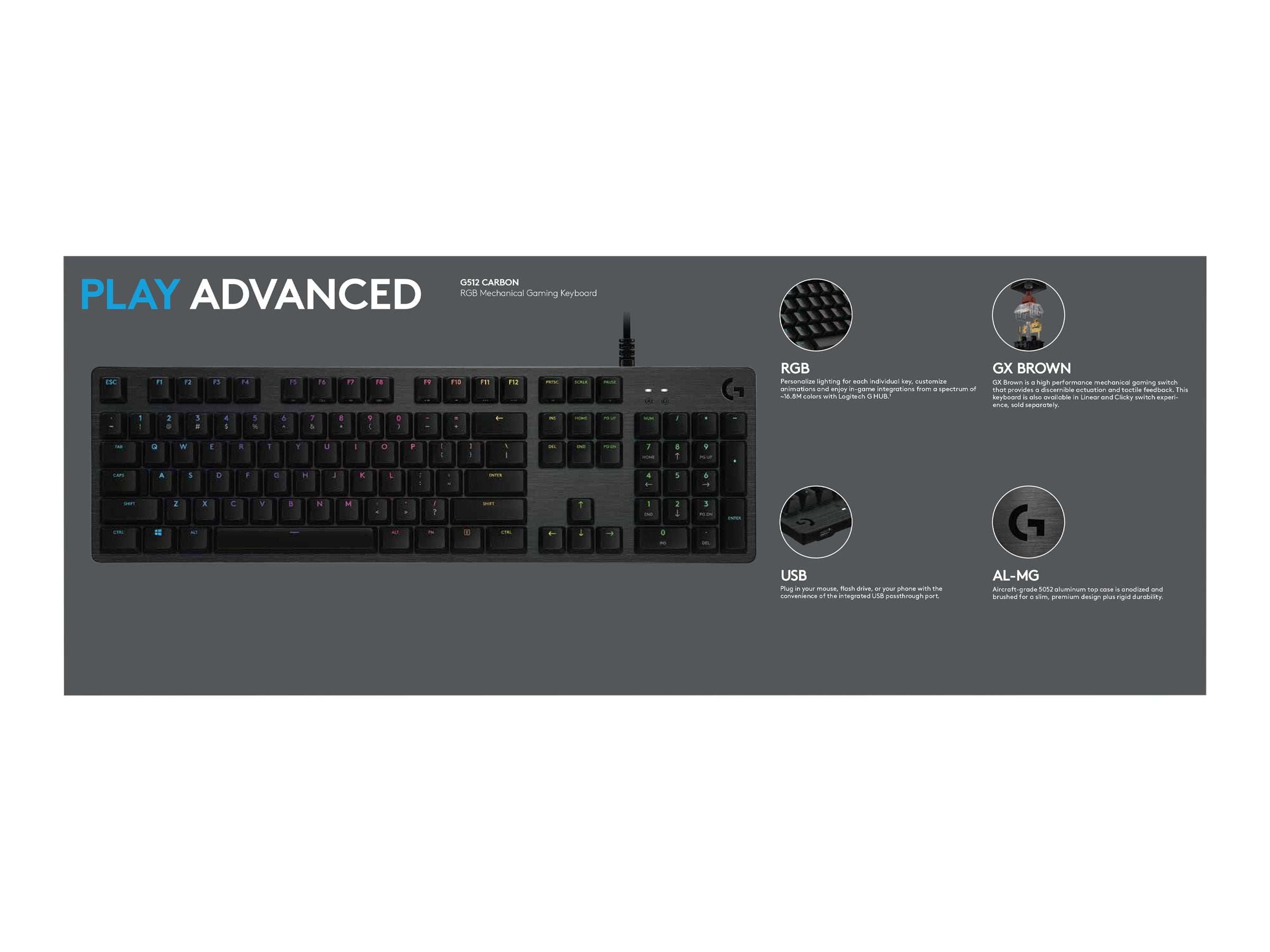 LOGITECH G512 CARBON LIGHTSYNC RGB Gaming Tastatur - Detailansicht der Tasten