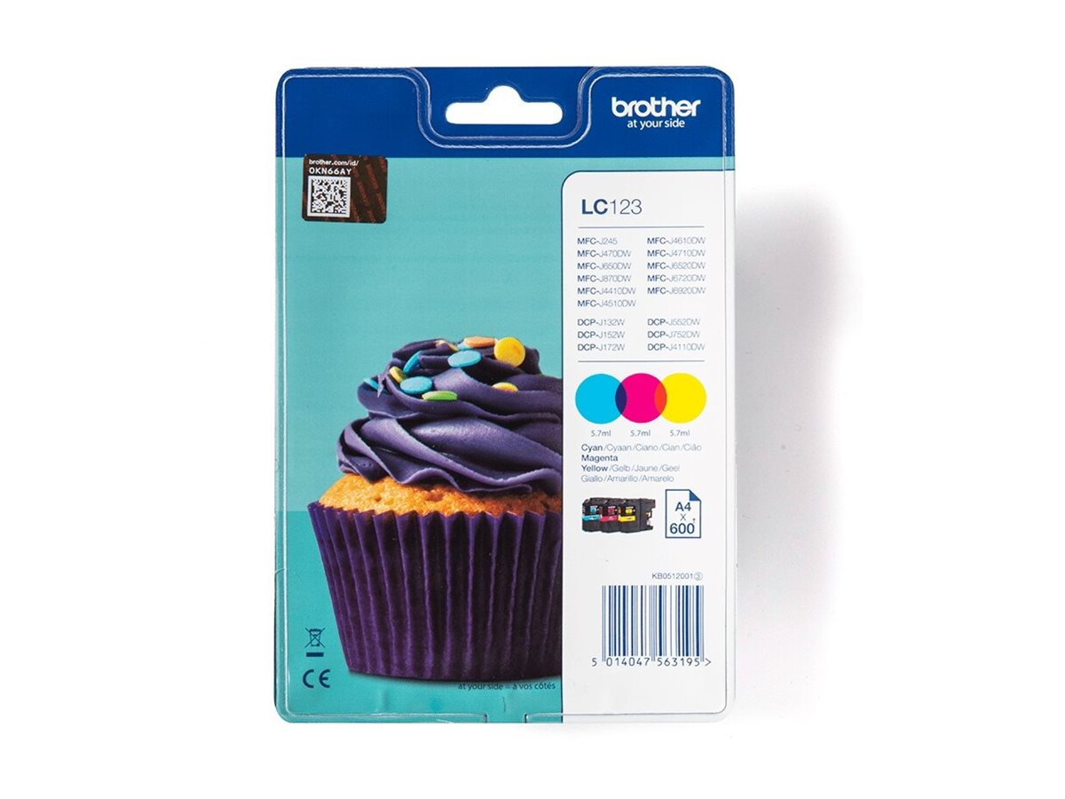 BROTHER LC-123 Tinte cyan, magenta und gelb Verpackung