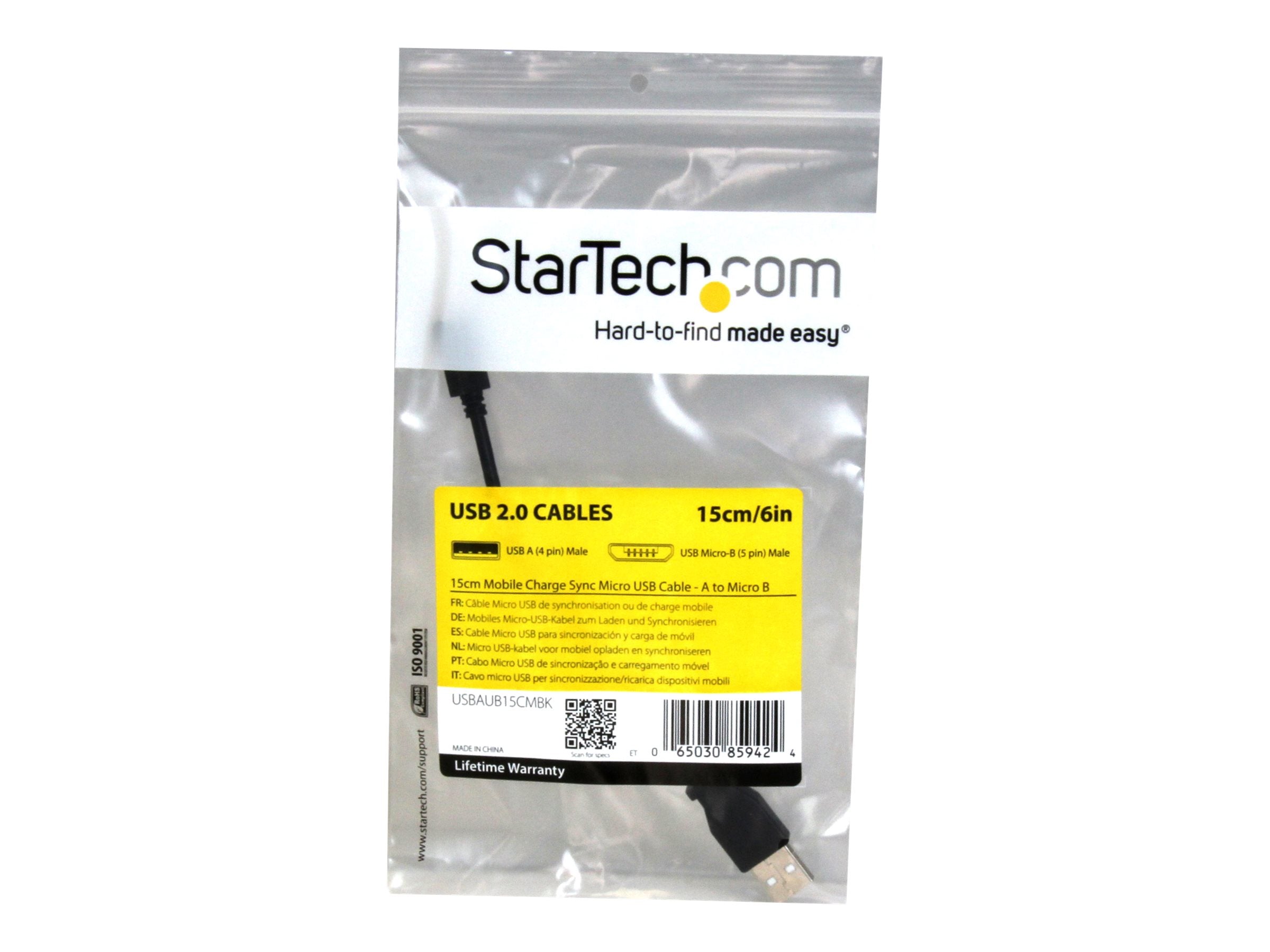STARTECH.COM Short Micro-USB Cable 15cm Vorderansicht
