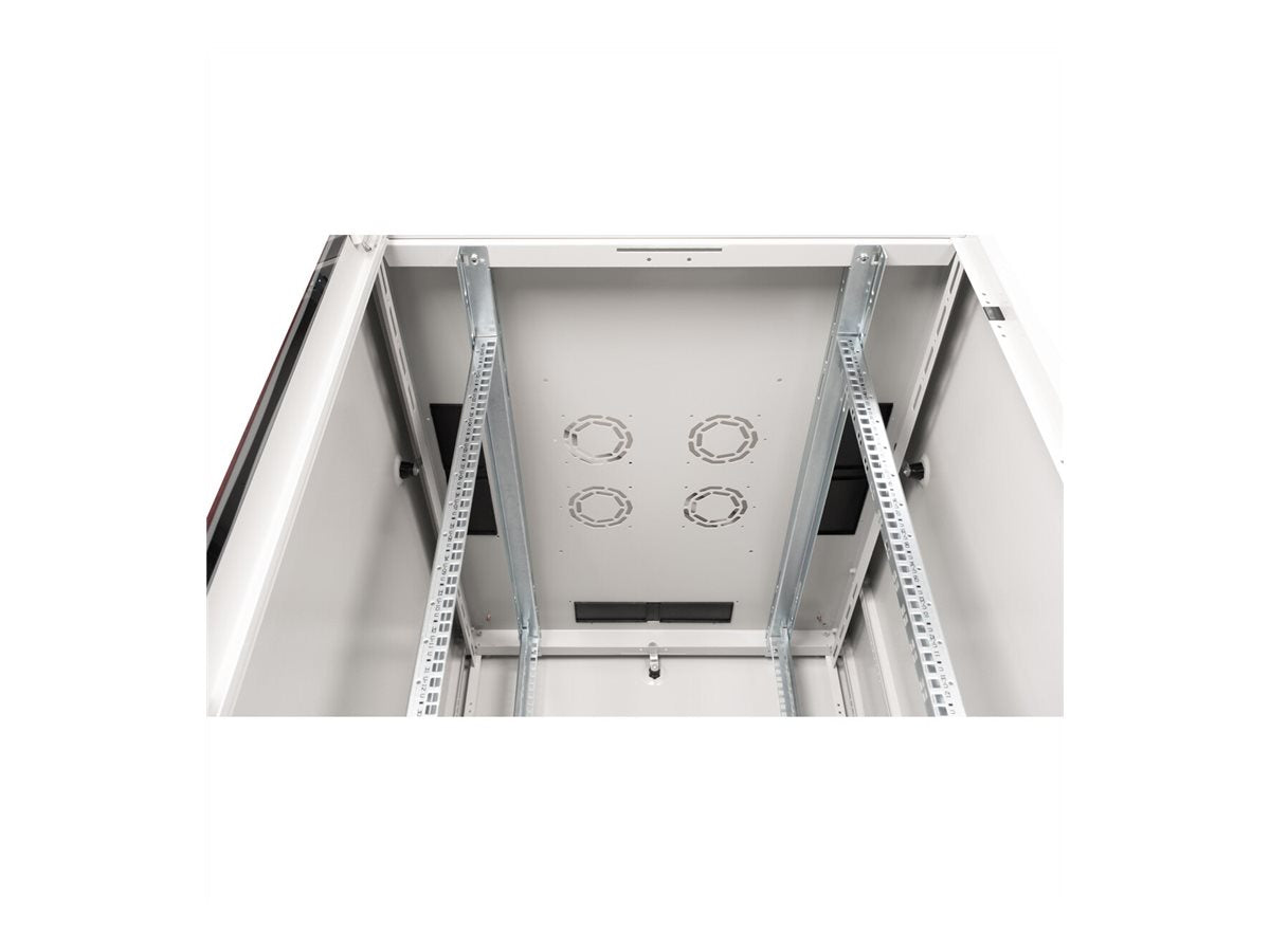 ROLINE Netzwerkschrank Basic 48,26cm 19Zoll 42 HE 800x1000 BxT Glastür grau - Detailansicht der Glastür