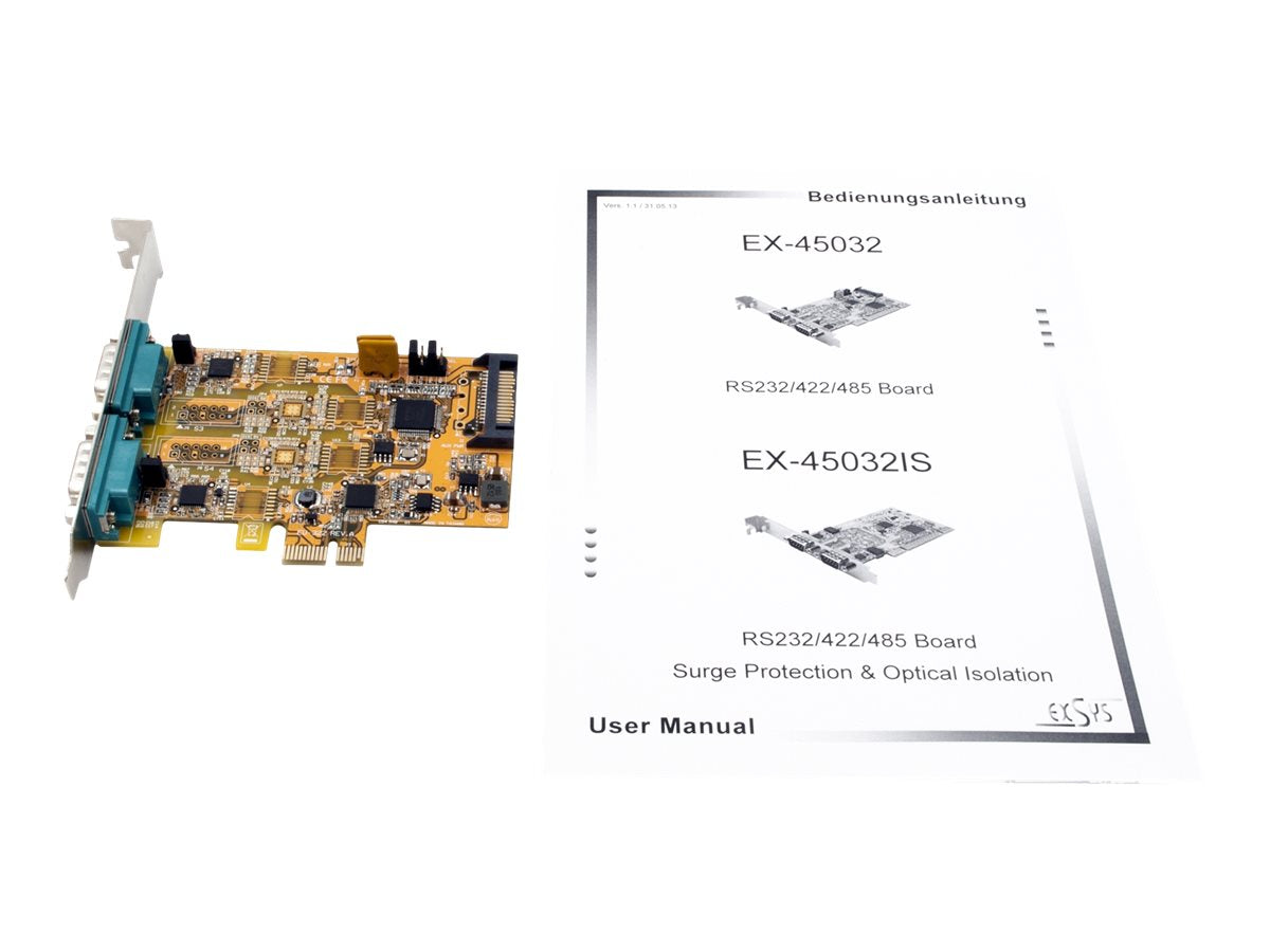 EXSYS EX-45032 2S RS-232/422/485 PCIe Karte Rückansicht
