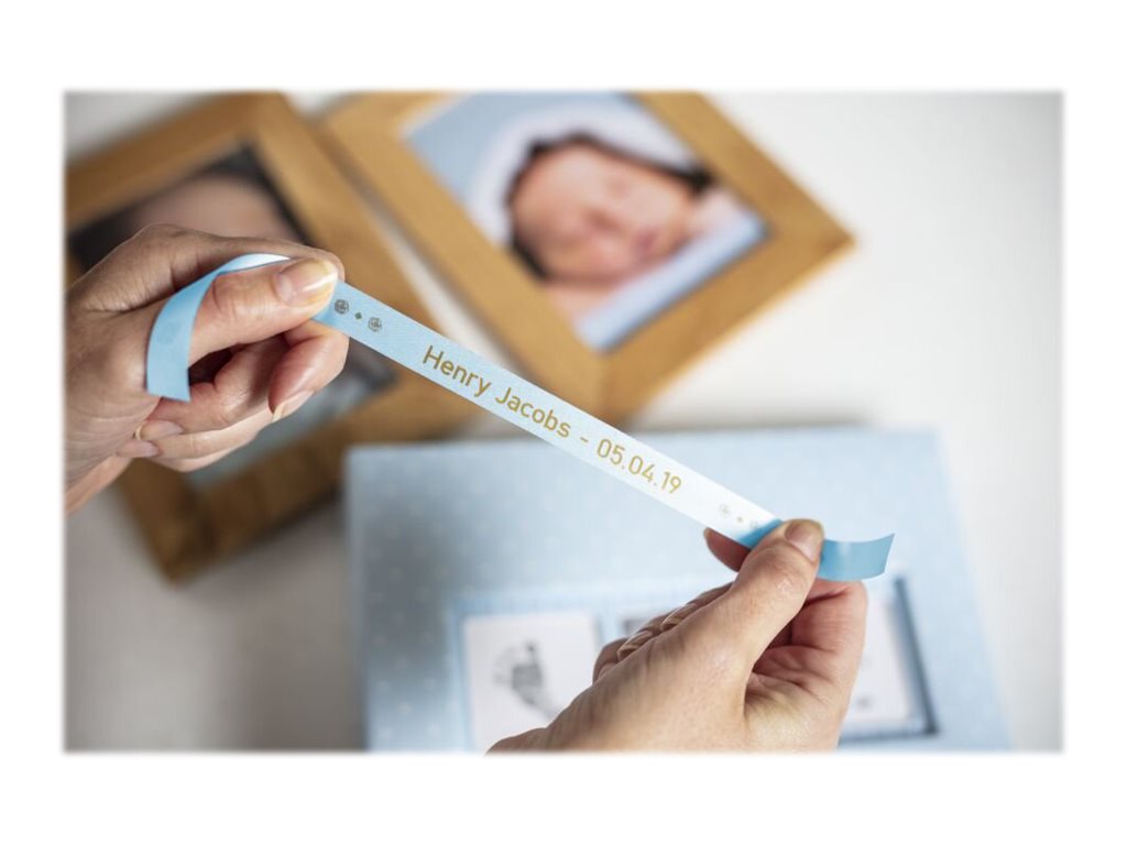 BROTHER P-Touch 12mm light blue/gold ribbon tape Verpackung