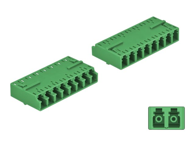 DELOCK LWL Kupplung HD LC Octuplex Buchse zu LC Octuplex Buchse grün - Vorderansicht