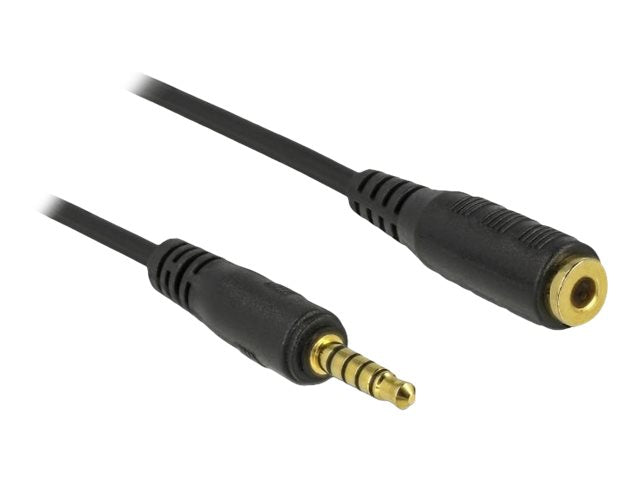 DELOCK Klinkenkabel 3,5mm 5 Pin Stecker zu Stecker 3m schwarz - Vorderansicht