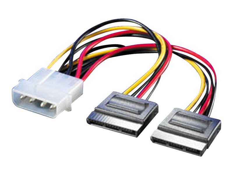 ROLINE Y-Adapterkabel 4 pol. HDD / 2x SATA 0,12m Anschlussansicht