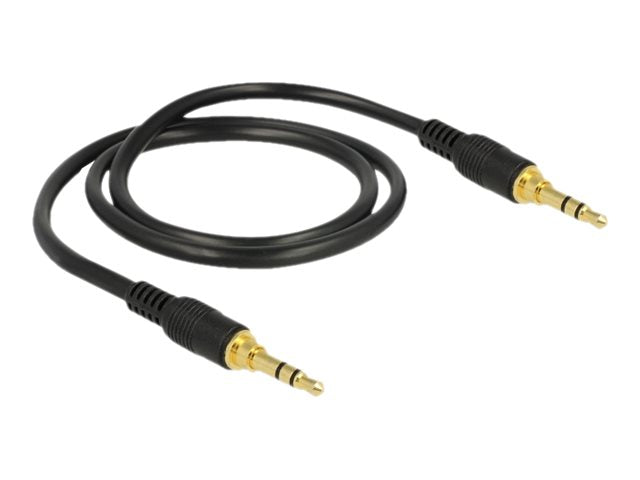 DELOCK Klinkenkabel 3,5 mm 3 Pin Stecker > Stecker 0,5 m schwarz - Vorderansicht