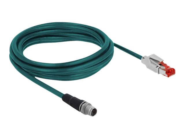 DELOCK Netzwerkkabel M12 8 Pin X-kodiert zu RJ45 Stecker PVC 3 m - Vorderansicht