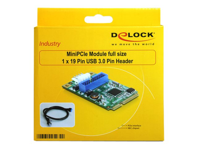 DELOCK MiniPCIe I/O PCIe full size 1 x 19 Pin USB 3.0 Pin Header Verpackung