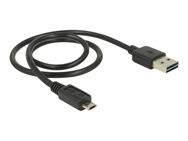 DELOCK Kabel EASY-USB 2.0 Typ-A Stecker > EASY-USB 2.0 Typ Micro-B Stecker schwarz 50 cm - Vorderansicht