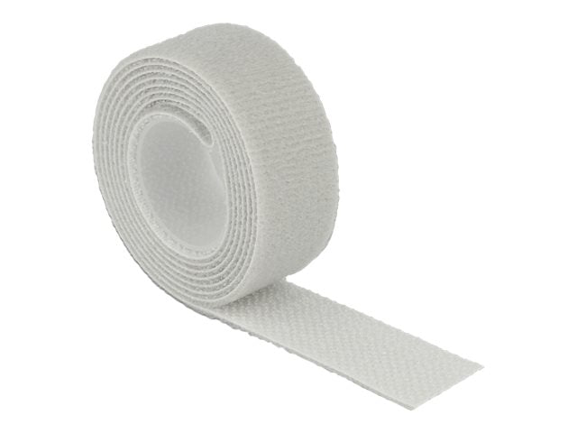DELOCK Klett-Kabelbinder L 1 m x B 20 mm Rolle grau - Vorderansicht