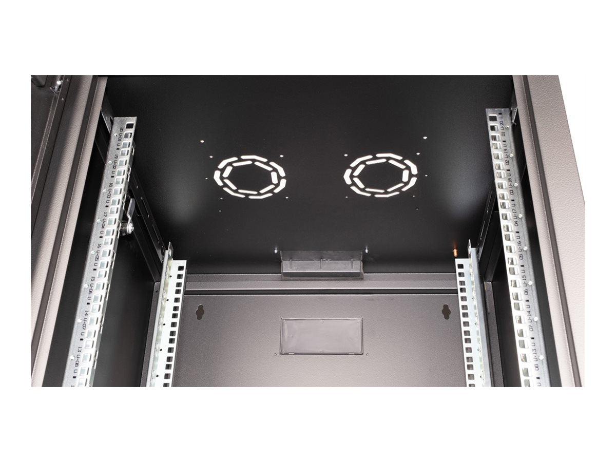 Vorderansicht des ROLINE Wandgehäuses Pro 48,26cm 19Zoll 20 HE 600x600 BxT schwarz
