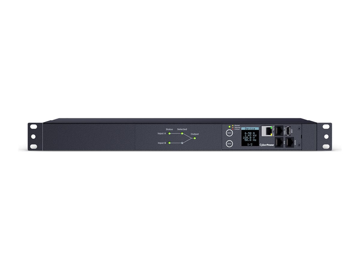 CYBERPOWER PDU44004 Rackmount 1U ATS PDU Vorderansicht