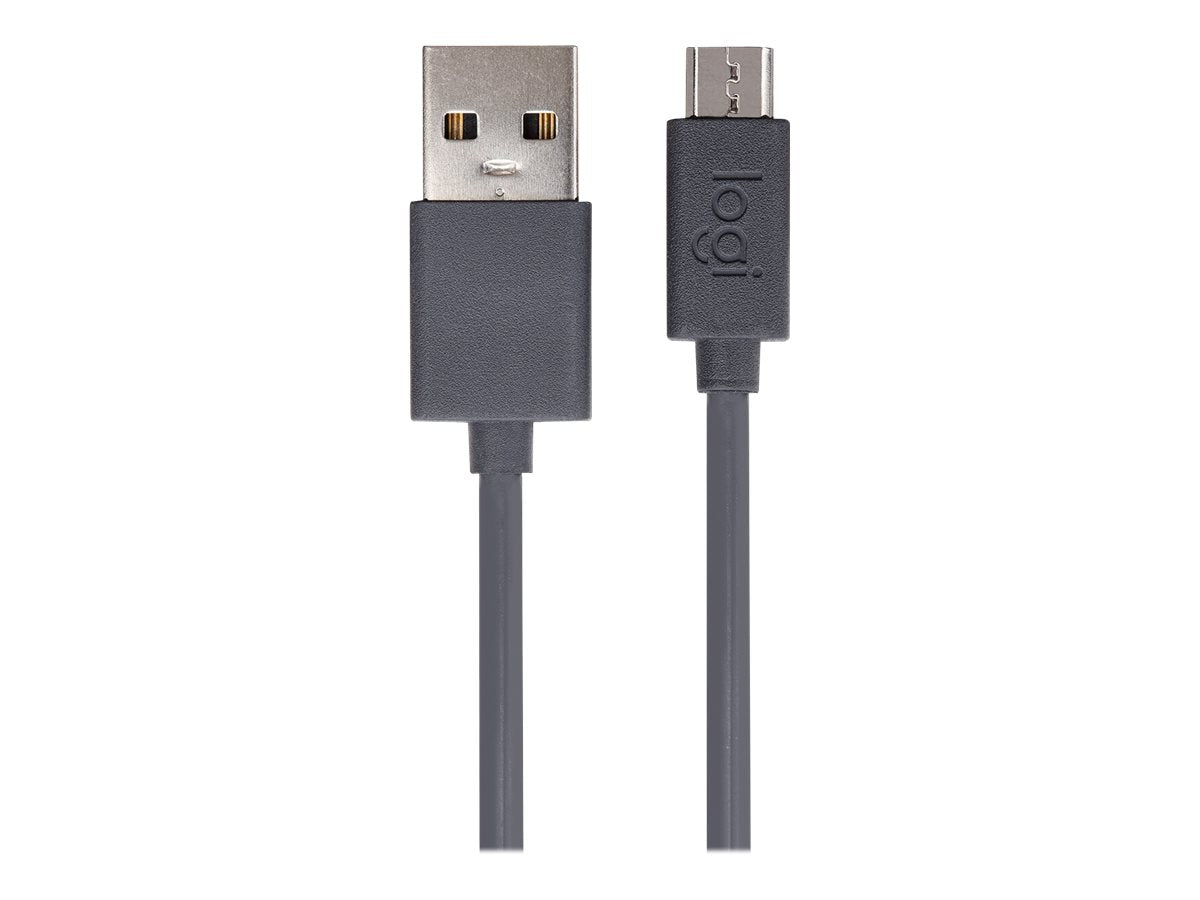 LOGITECH USB-A to micro charging cable GRAPHITE WW - Vorderansicht