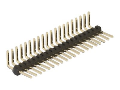 DELOCK Stiftleiste 20 Pin Rastermass 1,27mm 1-reihig gewinkelt 5 Stück - Vorderansicht