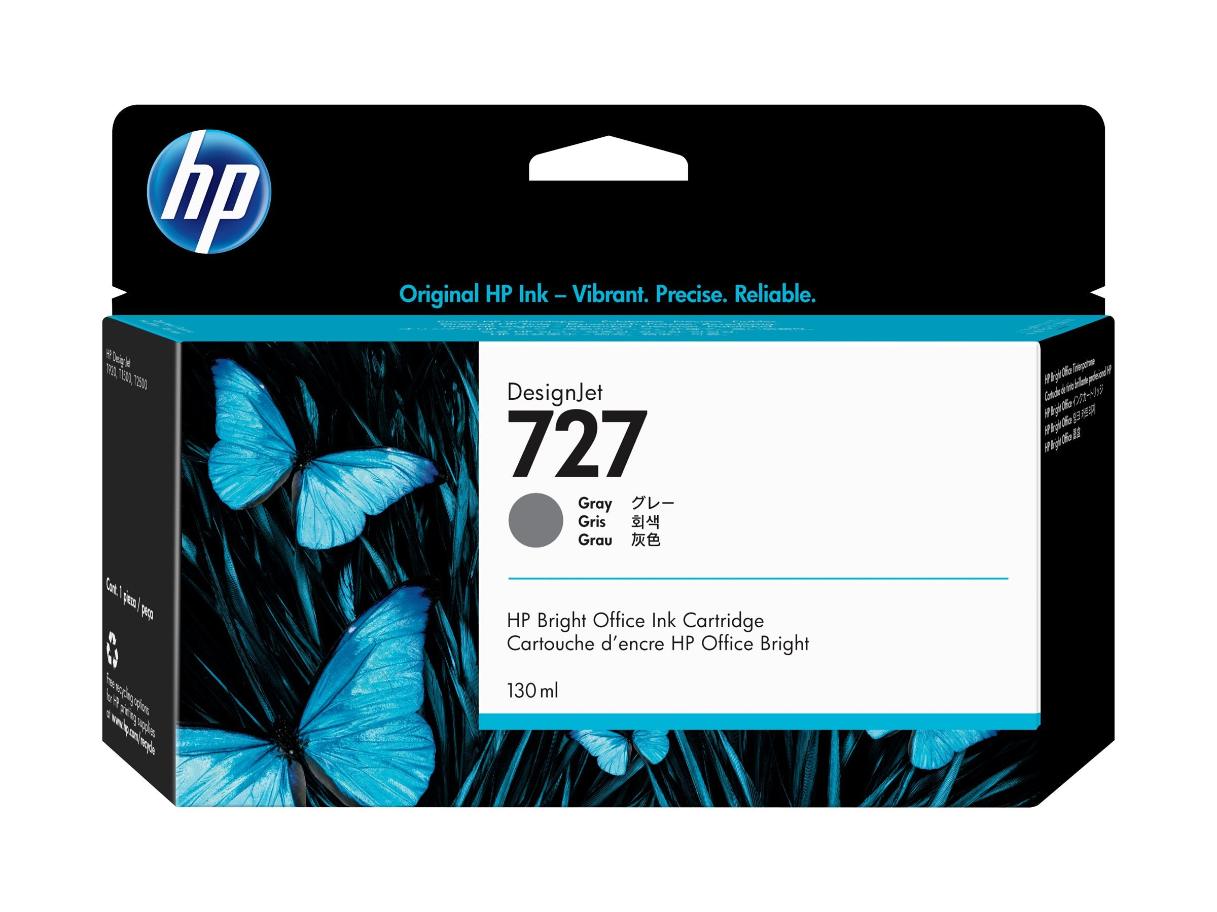 HP 727 Original Tinte grau Vorderansicht