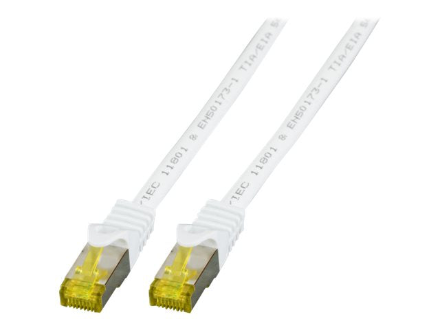 EFB Patchkabel Cat6a S/FTP LSZH mit Cat7 Rohkabel 10m WEISS 10 Gigabit Ethernet 600MHz 4x2xAWG26/7 Flammwidrig Raucharm