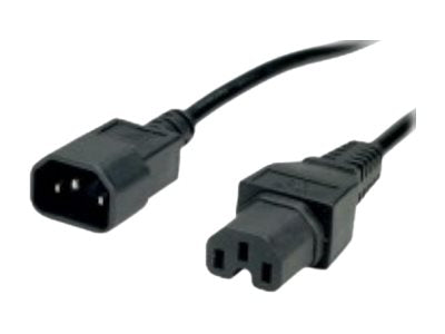 VALUE Netzkabel IEC320/C14 Stecker - C15 Buchse schwarz 1m Vorderansicht