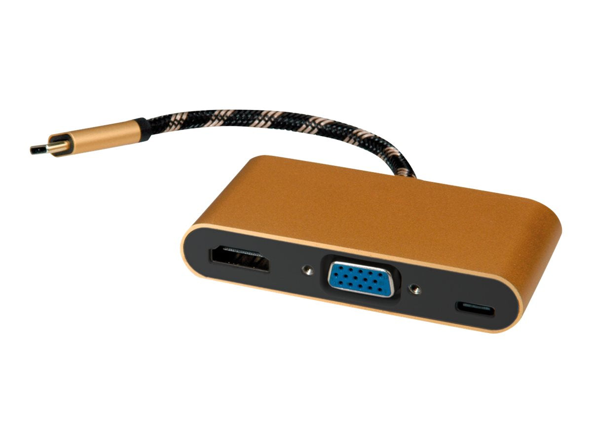 ROLINE GOLD Display Adapter USB Typ C - VGA / HDMI - Vorderansicht