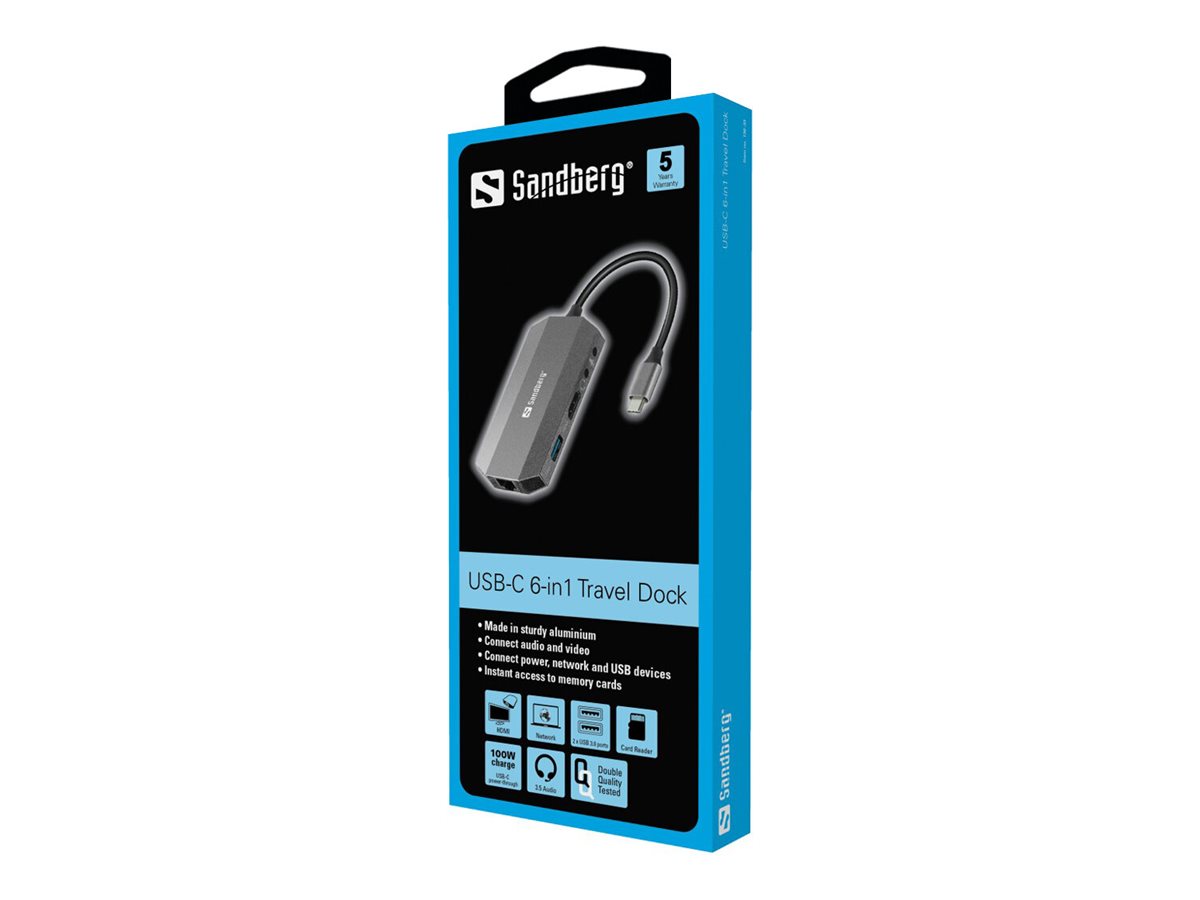 SANDBERG USB-C 6-in1 Travel Dock Verpackung