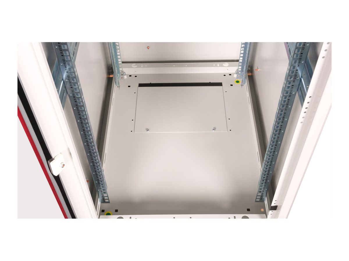 ROLINE Netzwerkschrank Basic 48,26cm 19Zoll 26 HE 600x800 BxT Glastür grau - Innenansicht